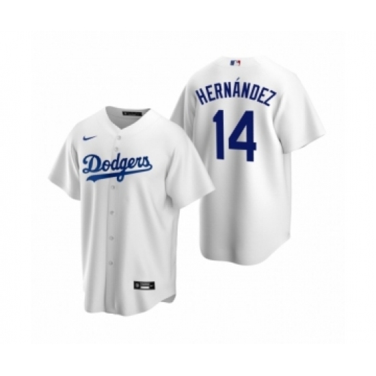 Men's Los Angeles Dodgers 14 Enrique Hernandez Nike White Replica Home Jersey