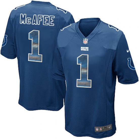 Men's Nike Indianapolis Colts 1 Pat McAfee Limited Royal Blue Strobe NFL Jersey