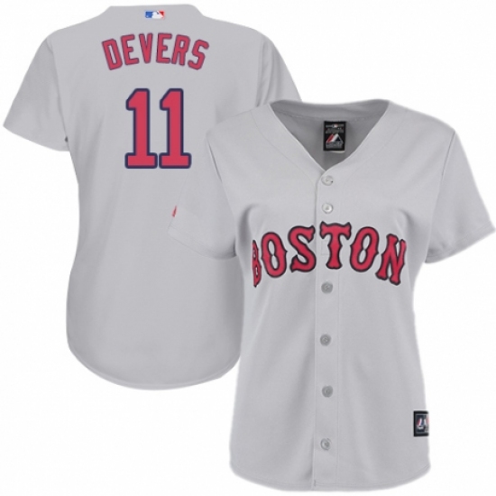 Women's Majestic Boston Red Sox 11 Rafael Devers Replica Grey Road MLB Jersey