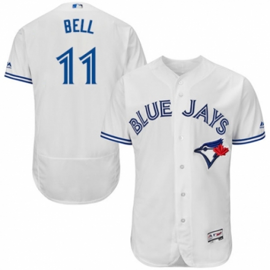 Men's Majestic Toronto Blue Jays 11 George Bell White Home Flex Base Authentic Collection MLB Jersey