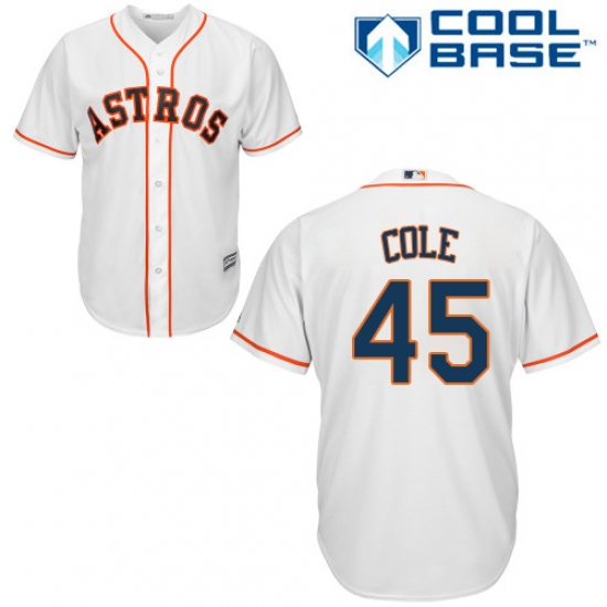 Youth Majestic Houston Astros 45 Gerrit Cole Authentic White Home Cool Base MLB Jersey