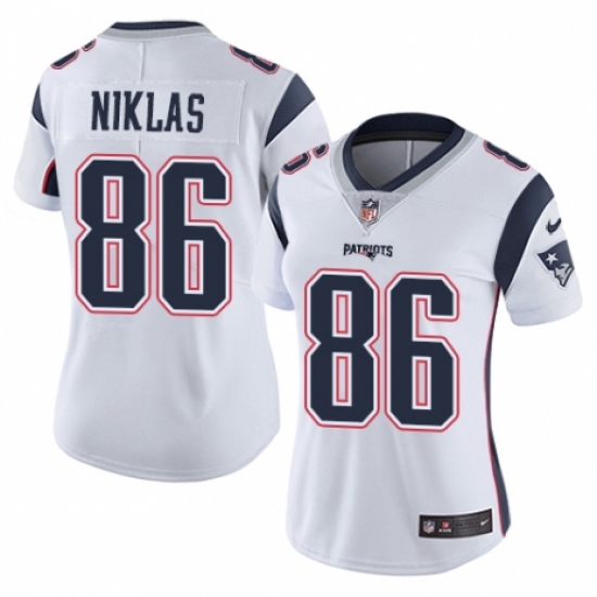 Women's Nike New England Patriots 86 Troy Niklas White Vapor Untouchable Limited Player NFL Jersey