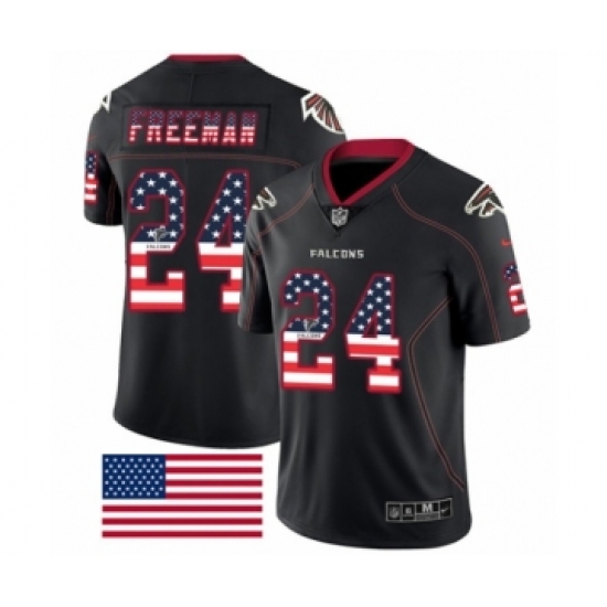 Men's Nike Atlanta Falcons 24 Devonta Freeman Limited Black Rush USA Flag NFL Jersey