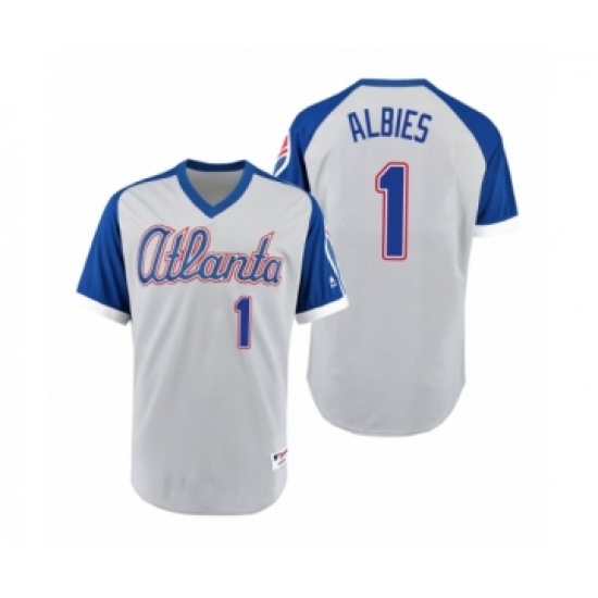 Women Braves 1 Ozzie Albies Gray Royal 1979 Turn Back the Clock Authentic Jersey