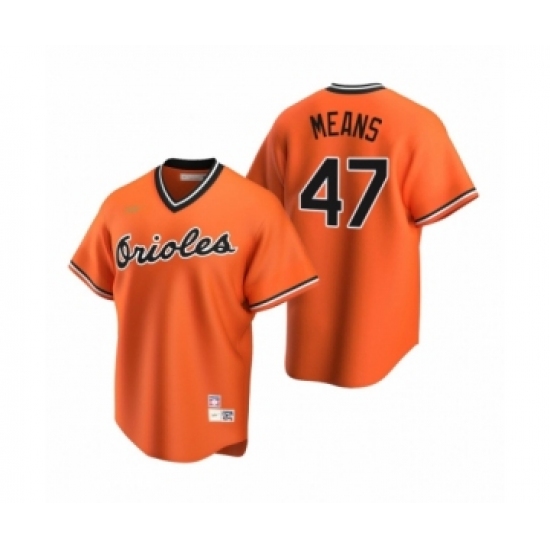 Women's Baltimore Orioles 47 John Means Nike Orange Cooperstown Collection Alternate Jersey