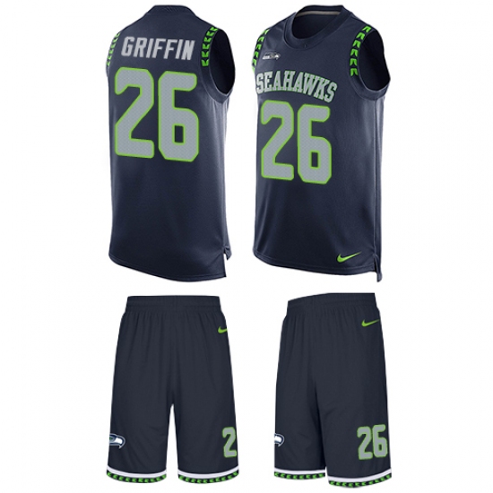 Men's Nike Seattle Seahawks 26 Shaquill Griffin Limited Steel Blue Tank Top Suit NFL Jersey