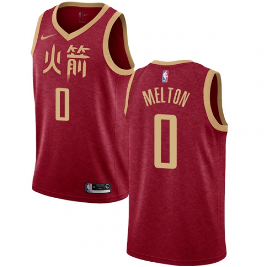 Men's Nike Houston Rockets 0 De'Anthony Melton Swingman Red NBA Jersey - 2018 19 City Edition