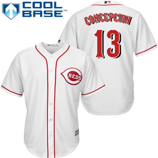 Youth Majestic Cincinnati Reds 13 Dave Concepcion Authentic White Home Cool Base MLB Jersey