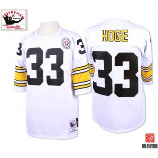 Mitchell and Ness Pittsburgh Steelers 33 Merril Hoge White Authentic NFL Jersey
