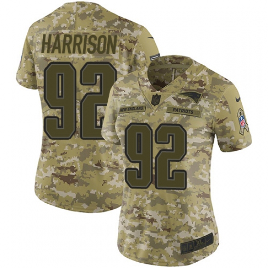 Women's Nike New England Patriots 92 James Harrison Limited Camo 2018 Salute to Service NFL Jersey