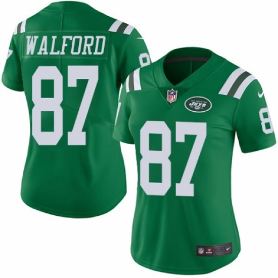Women's Nike New York Jets 87 Clive Walford Limited Green Rush Vapor Untouchable NFL Jersey