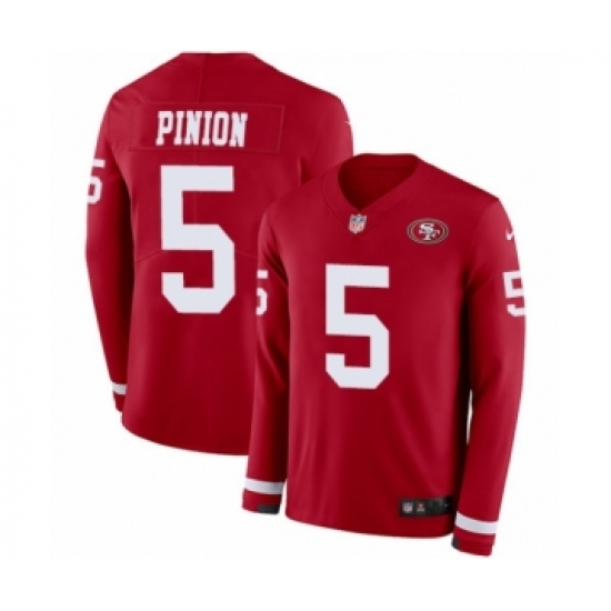 Youth Nike San Francisco 49ers 5 Bradley Pinion Limited Red Therma Long Sleeve NFL Jersey