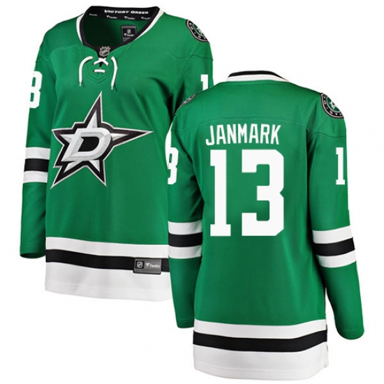Women's Dallas Stars 13 Mattias Janmark Authentic Green Home Fanatics Branded Breakaway NHL Jersey