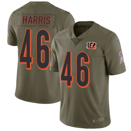 Youth Nike Cincinnati Bengals 46 Clark Harris Limited Olive 2017 Salute to Service NFL Jersey