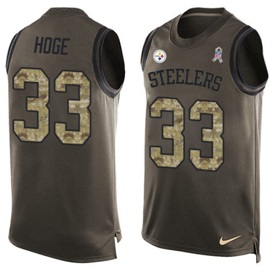 Men's Nike Pittsburgh Steelers 33 Merril Hoge Limited Green Salute to Service Tank Top NFL Jersey