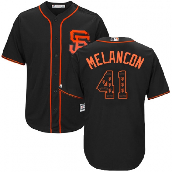 Men's Majestic San Francisco Giants 41 Mark Melancon Authentic Black Team Logo Fashion Cool Base MLB Jersey