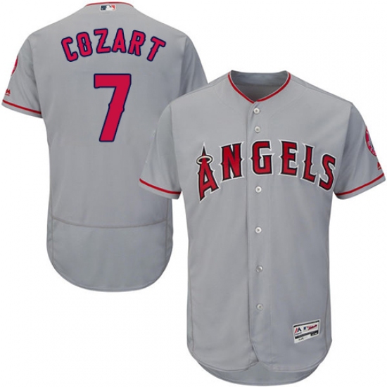 Men's Majestic Los Angeles Angels of Anaheim 7 Zack Cozart Grey Road Flex Base Authentic Collection MLB Jersey