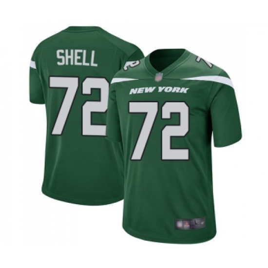 Men's New York Jets 72 Brandon Shell Game Green Team Color Football Jersey