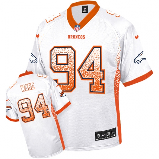 Men's Nike Denver Broncos 94 DeMarcus Ware Elite White Drift Fashion NFL Jersey