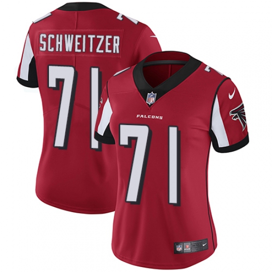 Women's Nike Atlanta Falcons 71 Wes Schweitzer Red Team Color Vapor Untouchable Limited Player NFL Jersey