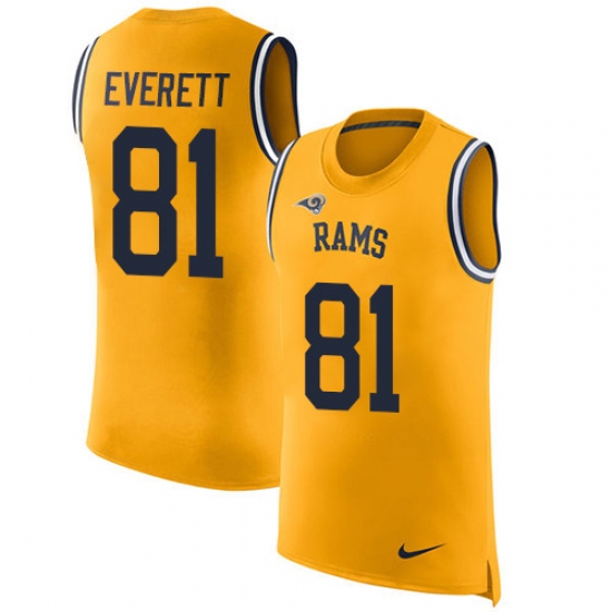 Men's Nike Los Angeles Rams 81 Gerald Everett Limited Gold Rush Player Name & Number Tank Top NFL Jersey