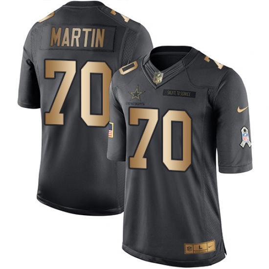 Men's Nike Dallas Cowboys 70 Zack Martin Limited Black/Gold Salute to Service NFL Jersey