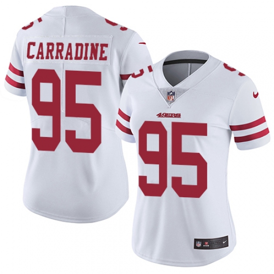 Women's Nike San Francisco 49ers 95 Cornellius Carradine Elite White NFL Jersey
