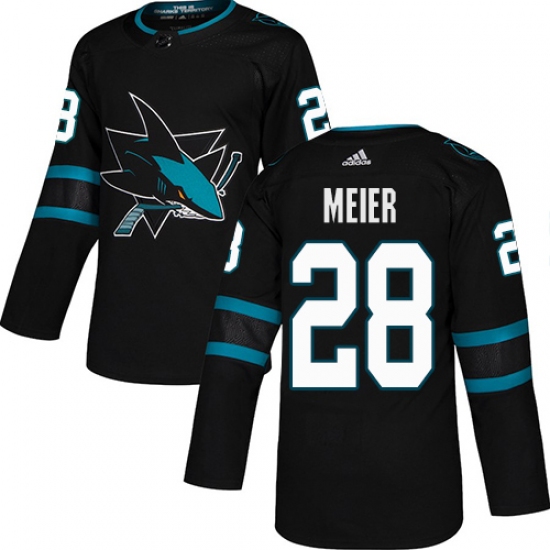 Men's Adidas San Jose Sharks 28 Timo Meier Premier Black Alternate NHL Jersey