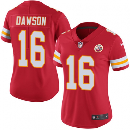 Women's Nike Kansas City Chiefs 16 Len Dawson Red Team Color Vapor Untouchable Limited Player NFL Jersey