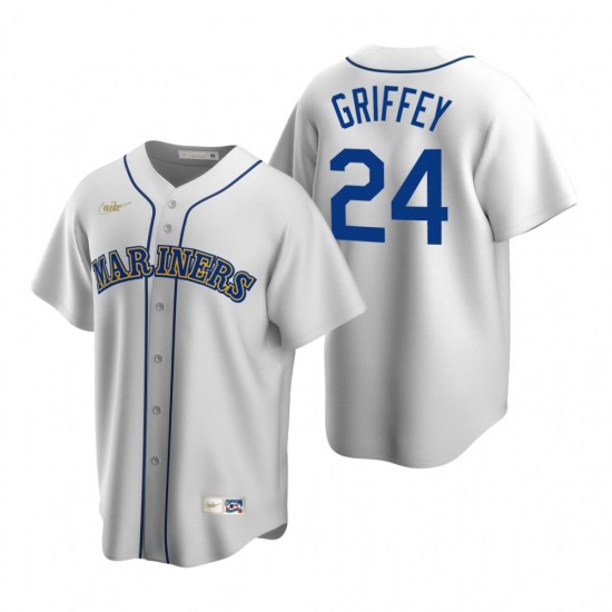 Men's Nike Seattle Mariners 24 Ken Griffey Jr. White Cooperstown Collection Home Stitched Baseball Jersey