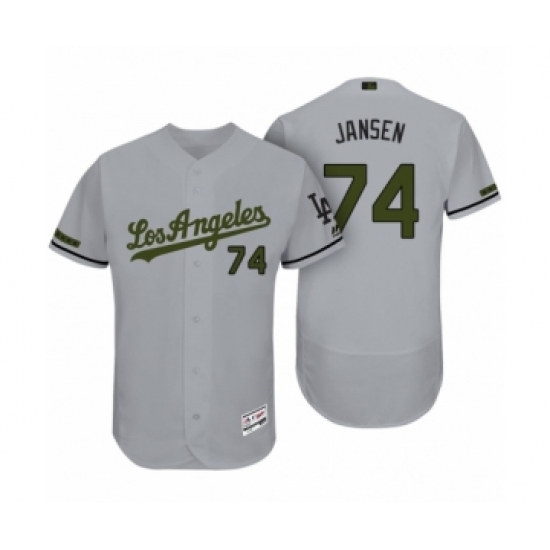 Men's Los Angeles Dodgers 74 Kenley Jansen Gray 2017 Memorial Day Collection Flex Base Jersey