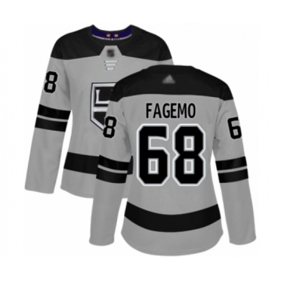 Women's Los Angeles Kings 68 Samuel Fagemo Authentic Gray Alternate Hockey Jersey