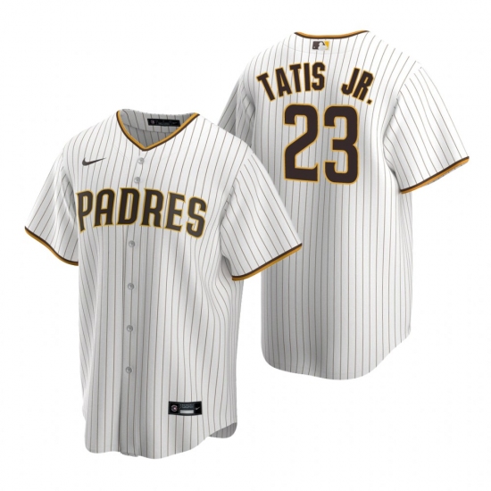 Men's Nike San Diego Padres 23 Fernando Tatis Jr. White Brown Home Stitched Baseball Jersey