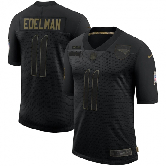 Men's New England Patriots 11 Julian Edelman Black Nike 2020 Salute To Service Limited Jersey