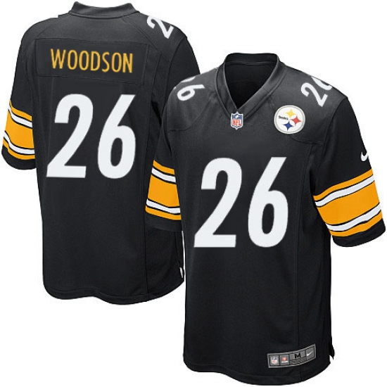 Men's Nike Pittsburgh Steelers 26 Rod Woodson Game Black Team Color NFL Jersey