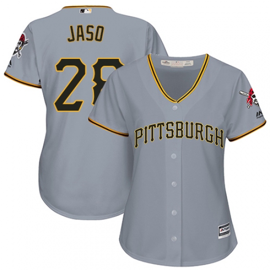 Women's Majestic Pittsburgh Pirates 28 John Jaso Authentic Grey Road Cool Base MLB Jersey