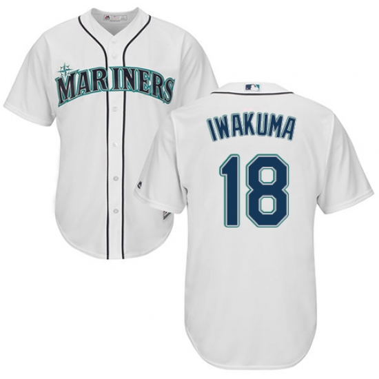 Men's Majestic Seattle Mariners 18 Hisashi Iwakuma Replica White Home Cool Base MLB Jersey