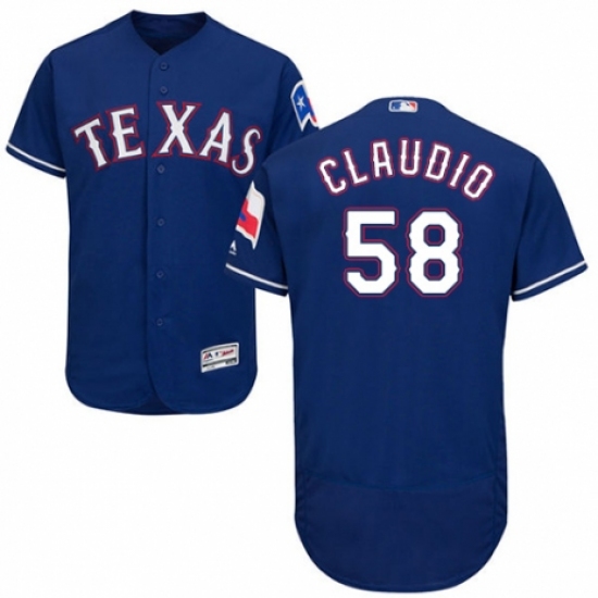 Men's Majestic Texas Rangers 58 Alex Claudio Royal Blue Alternate Flex Base Authentic Collection MLB Jersey