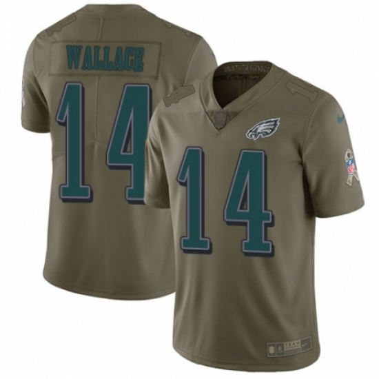 Men's Nike Philadelphia Eagles 14 Mike Wallace Limited Olive 2017 Salute to Service NFL Jersey