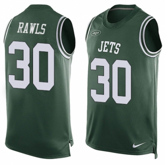 Men's Nike New York Jets 30 Thomas Rawls Limited Green Player Name & Number Tank Top NFL Jersey