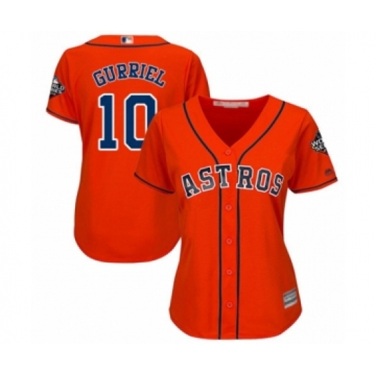 Women's Houston Astros 10 Yuli Gurriel Authentic Orange Alternate Cool Base 2019 World Series Bound Baseball Jersey