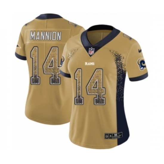 Women's Nike Los Angeles Rams 14 Sean Mannion Limited Gold Rush Drift Fashion NFL Jersey