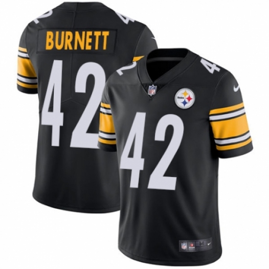 Youth Nike Pittsburgh Steelers 42 Morgan Burnett Black Team Color Vapor Untouchable Limited Player NFL Jersey