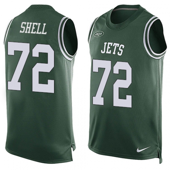 Men's Nike New York Jets 72 Brandon Shell Limited Green Player Name & Number Tank Top NFL Jersey