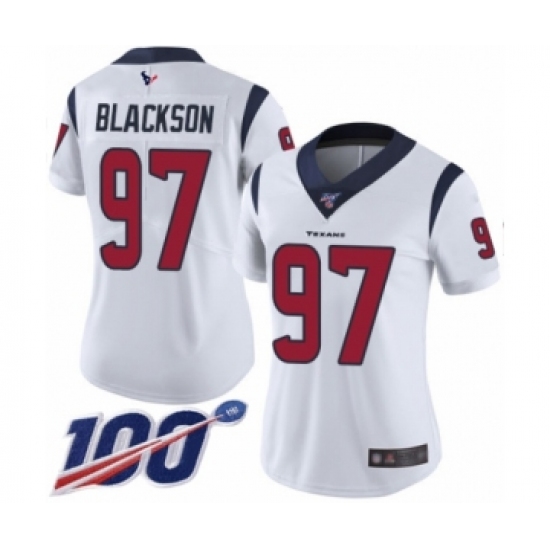 Women's Houston Texans 97 Angelo Blackson White Vapor Untouchable Limited Player 100th Season Football Jersey
