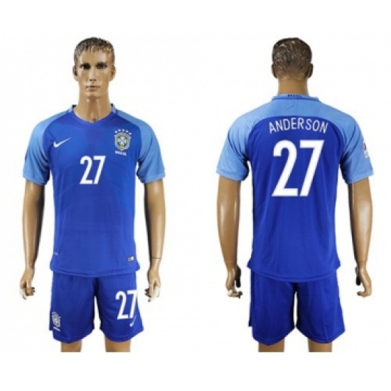 Brazil 27 Anderson Blue Soccer Country Jersey