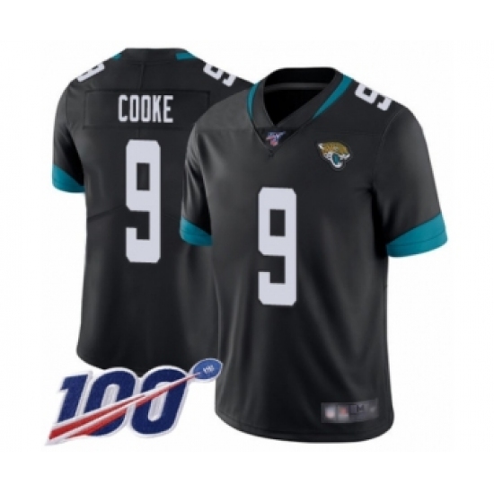 Men's Jacksonville Jaguars 9 Logan Cooke Black Team Color Vapor Untouchable Limited Player 100th Season Football Jersey