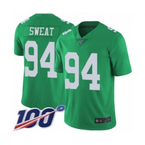 Men's Philadelphia Eagles 94 Josh Sweat Limited Green Rush Vapor Untouchable 100th Season Football Jersey