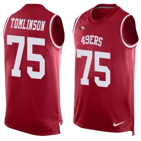 Men's Nike San Francisco 49ers 75 Laken Tomlinson Limited Red Player Name & Number Tank Top NFL Jersey
