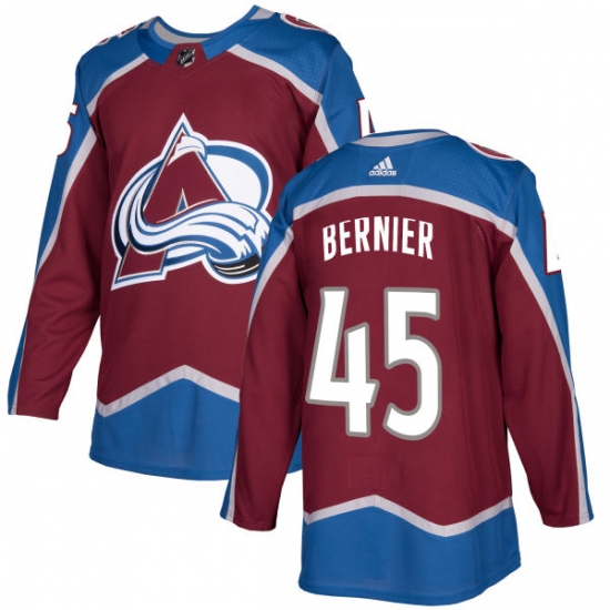 Youth Adidas Colorado Avalanche 45 Jonathan Bernier Authentic Burgundy Red Home NHL Jersey